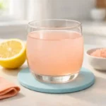 pink salt weight loss drink with lemon in round glass