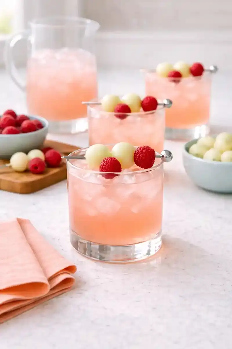 Fresh Raspberry Honey Deuce cocktails served for summer entertaining