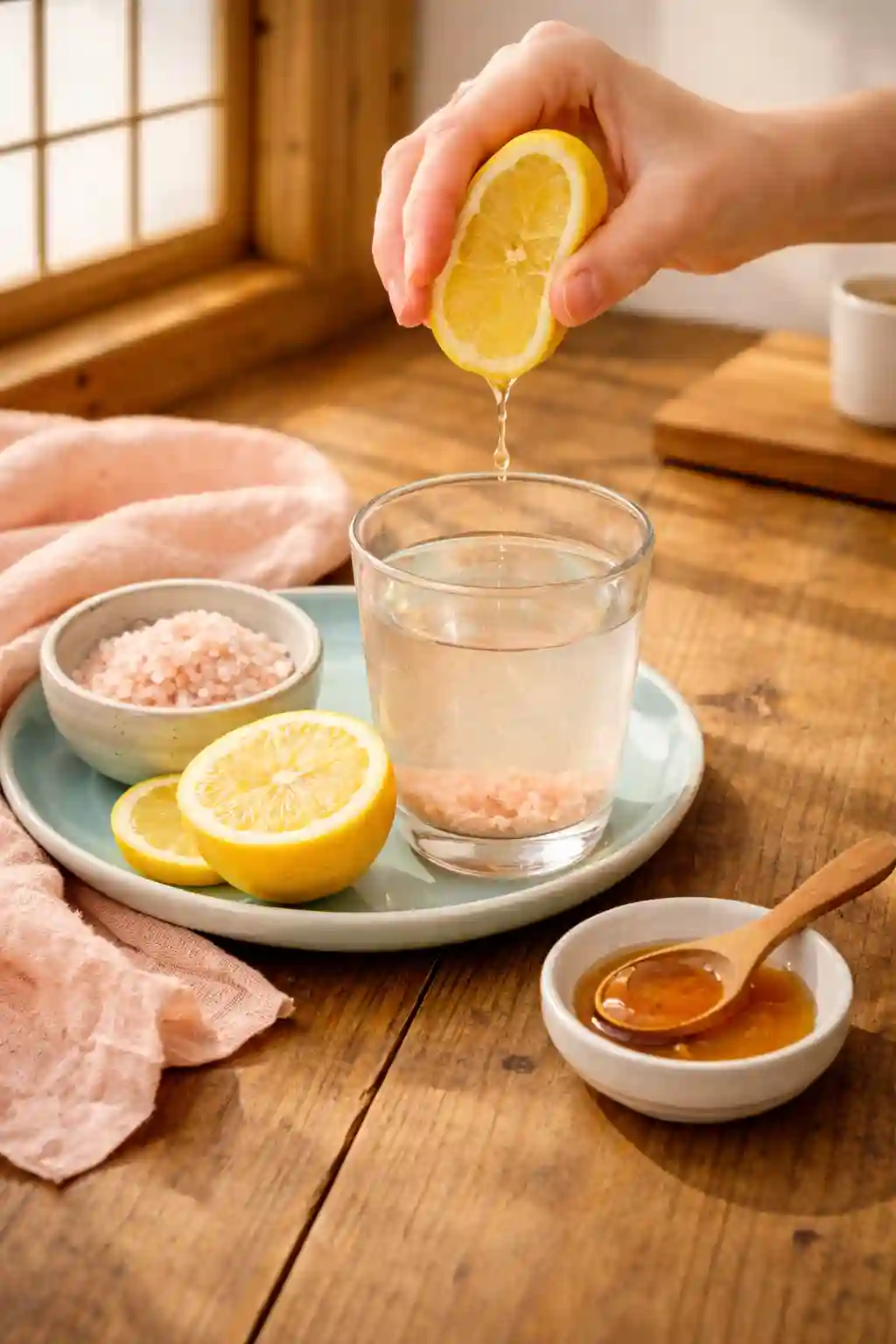 Adding Lemon Juice to Pink Salt Drink adding fresh lemon juice to japanese pink salt drink