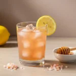 apanese pink salt weight loss detox drink in glass with lemon