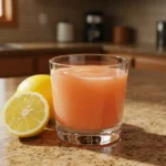 Glass of pink salt weight loss drink on a kitchen counter