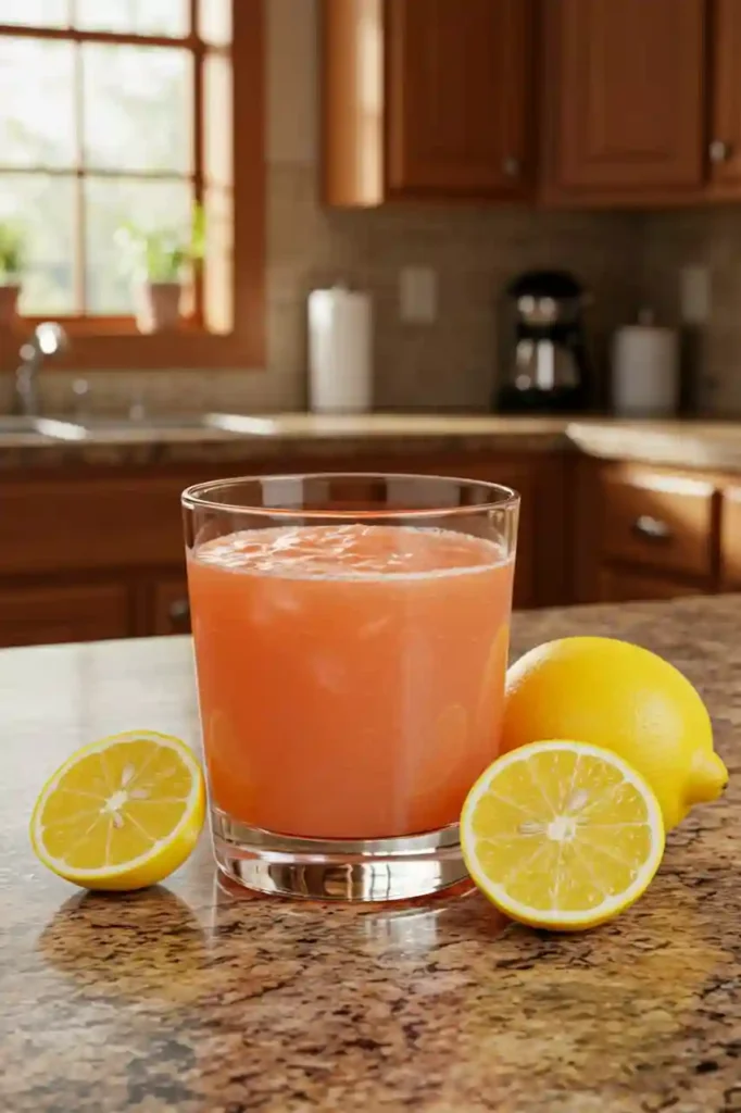 Served pink salt weight loss drink with fresh lemons