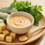 Tram sauce served with tofu and spring rolls