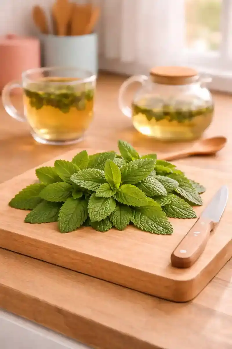 Pouring Hot Water Over Lemon Balm