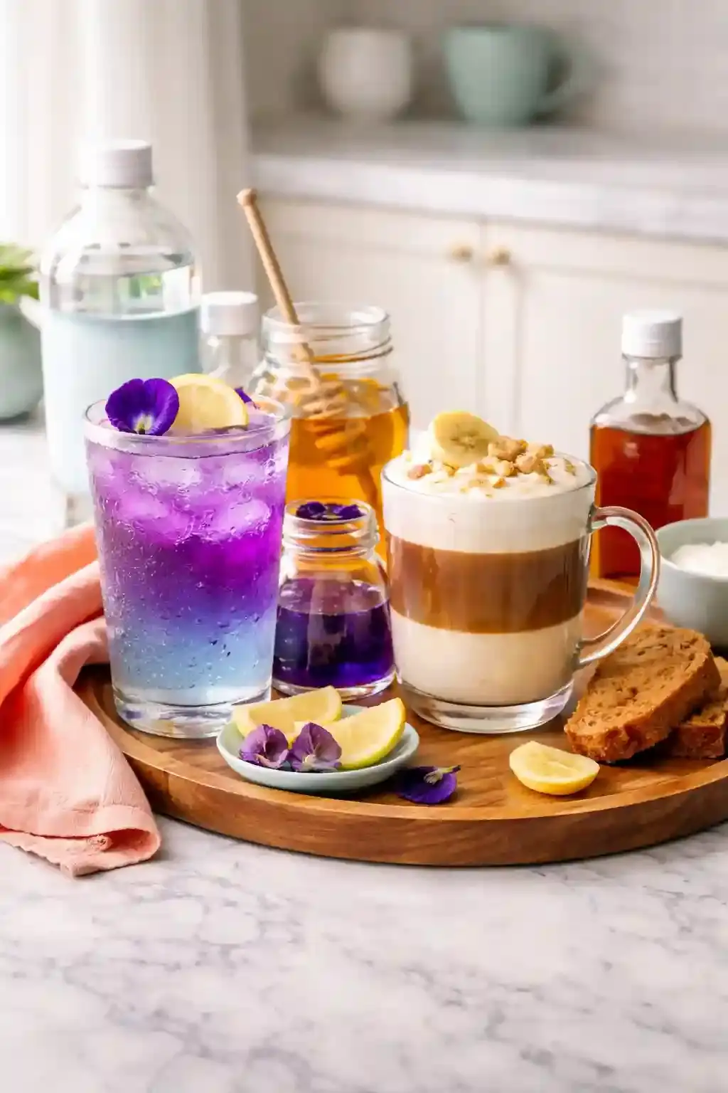 Best Viral Drinks to Try Three standout viral drinks displayed in the same bright home kitchen