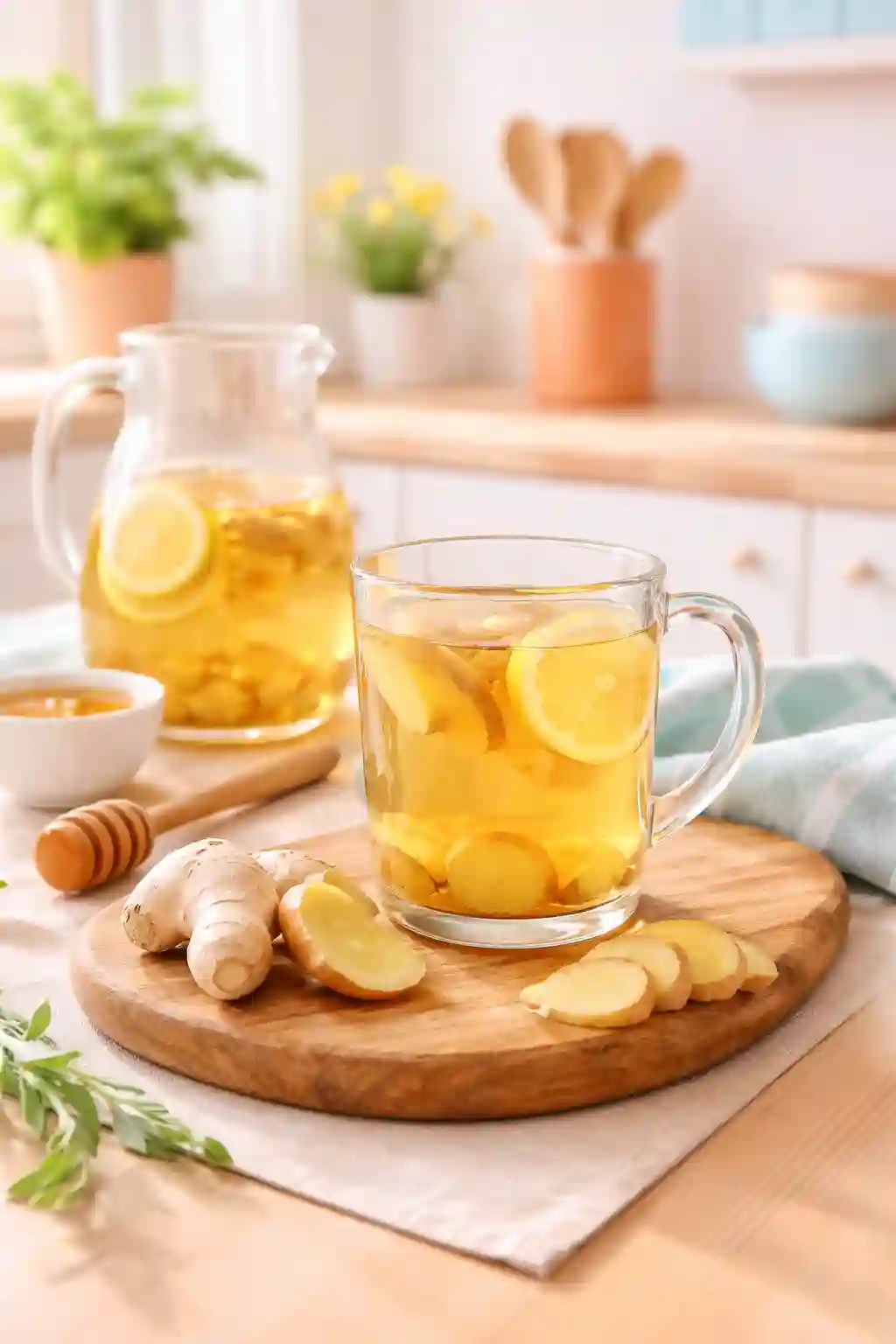 ginger tea homemade weight loss drink with fresh ginger slices