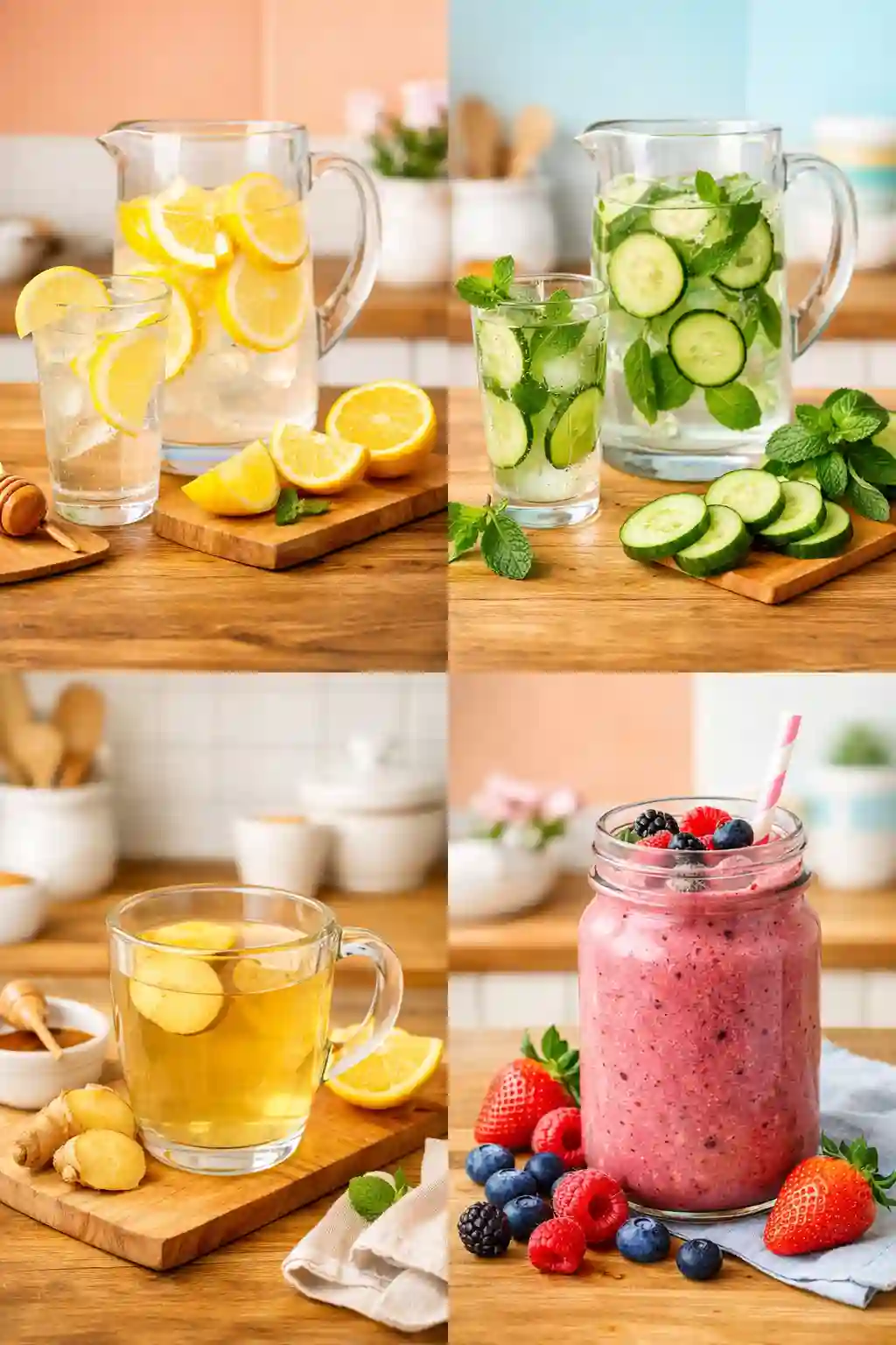 collection of homemade weight loss drink recipes including smoothies teas and infused water