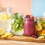 homemade weight loss drinks including lemon water infused water smoothie and herbal tea