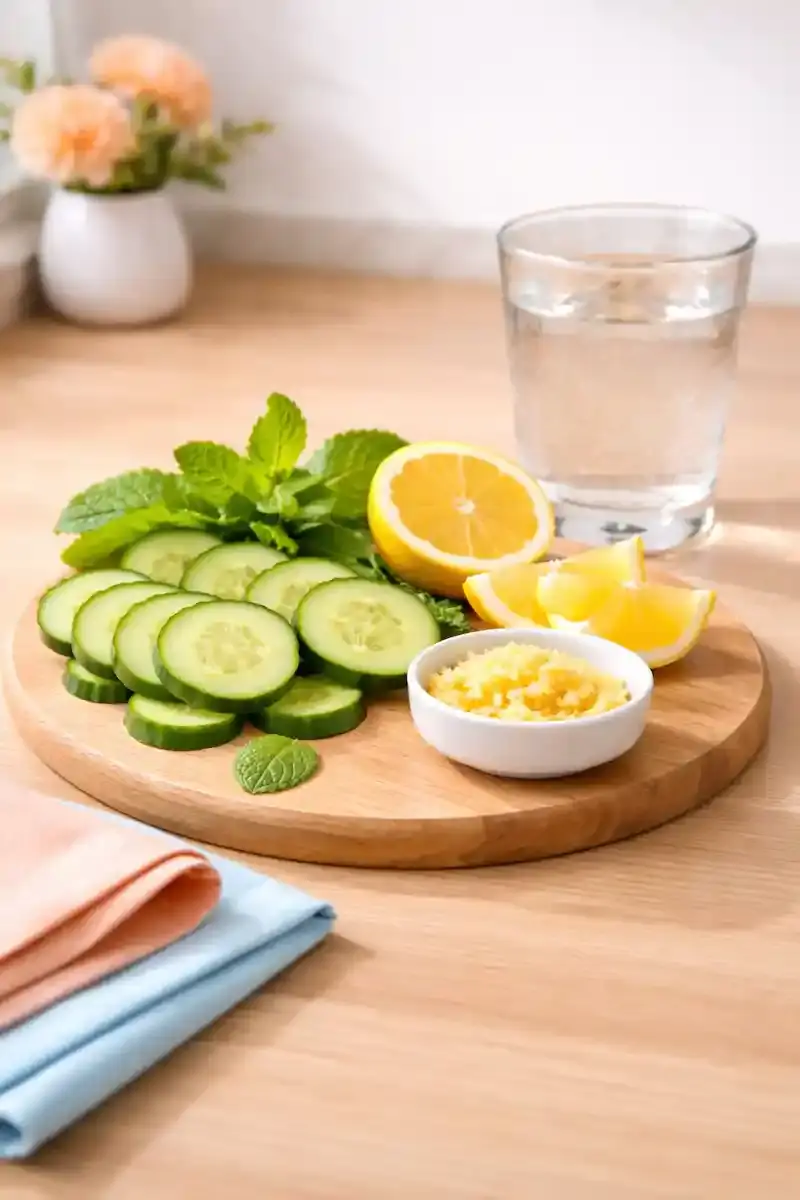 ingredients for cucumber mint water cucumber lemon mint ginger