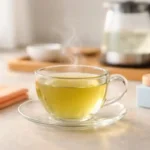 green tea in transparent glass cup no bitterness smooth clear brew