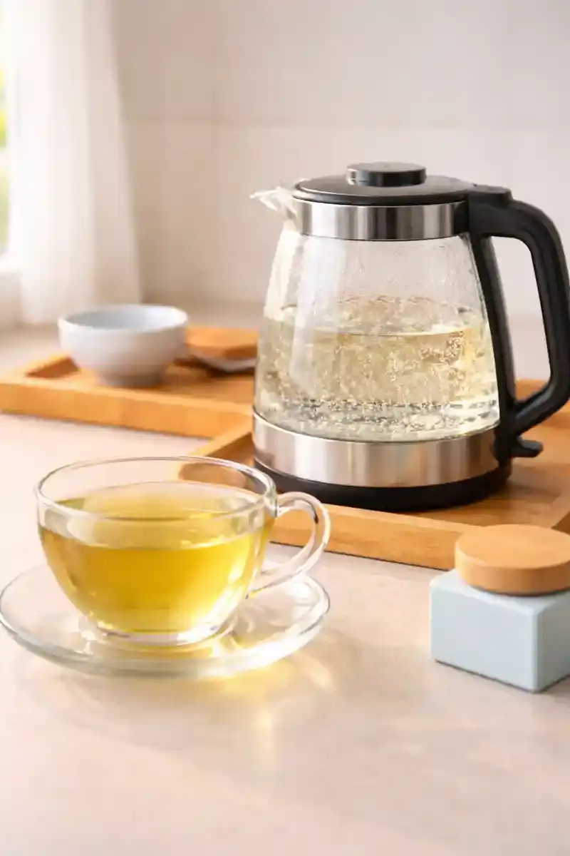 heating water for green tea small bubbles not boiling temperature 175F