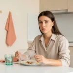 plastic wrap diet viral trend concept shown in modern kitchen setting