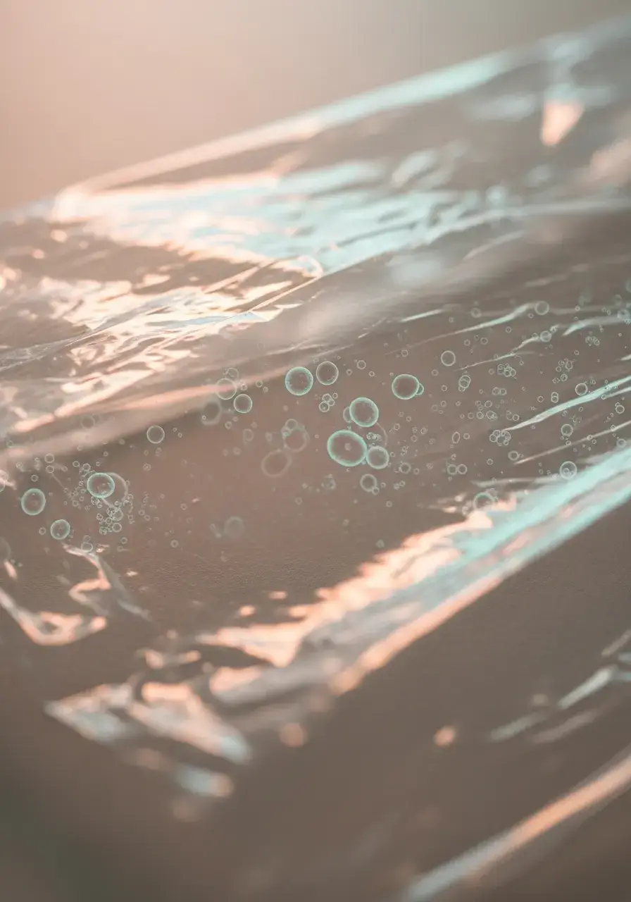 Microplastic Exposure and Plastic Wrap Diet Risk microplastic particles concept related to plastic wrap diet ingestion risk