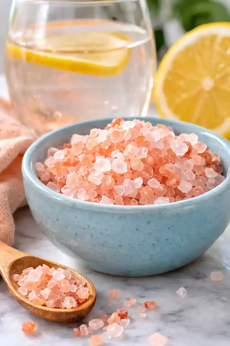 Himalayan Pink Salt Crystals Close Up Himalayan pink salt crystals in bowl showing natural mineral texture